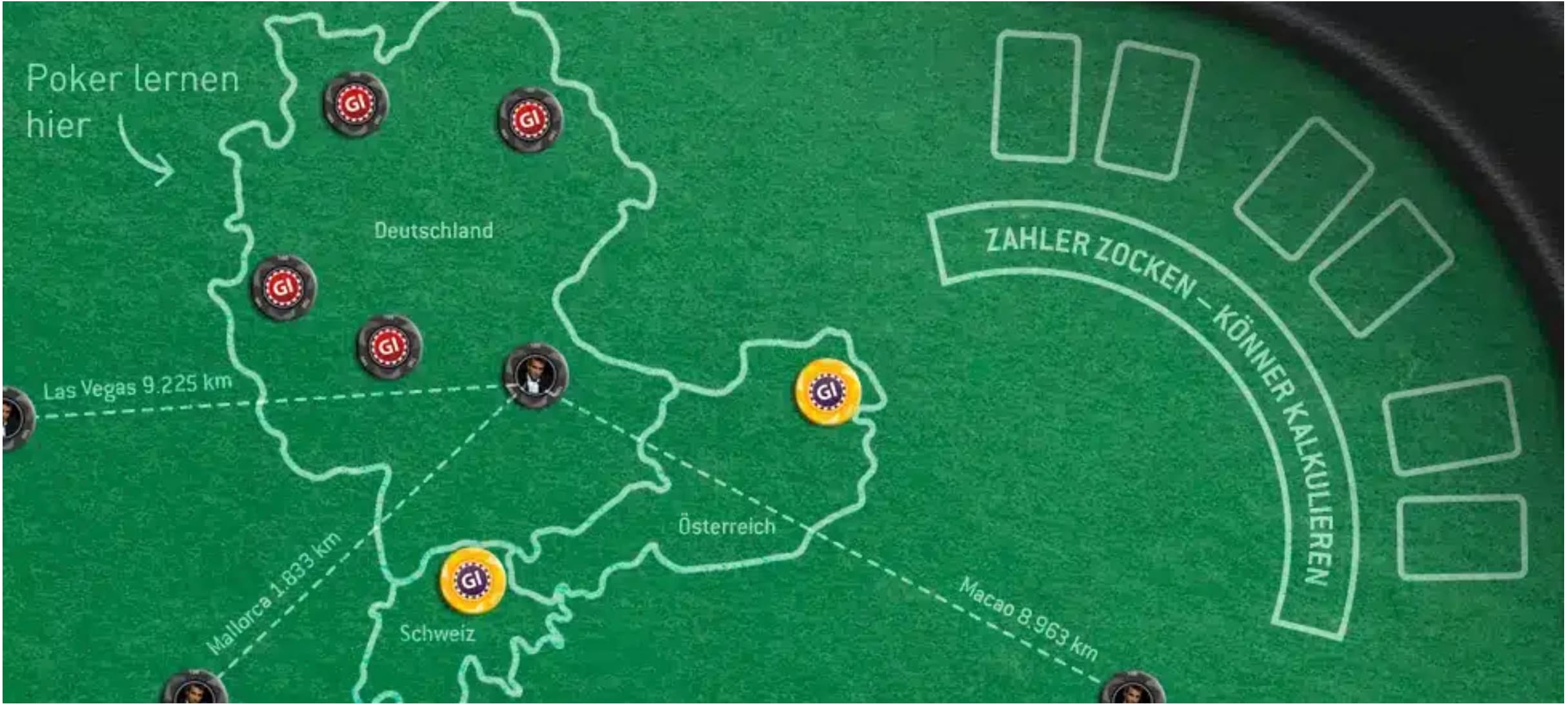 Poker lernen hier – Gaming Institute Standorte in Deutschland, Österreich und der Schweiz