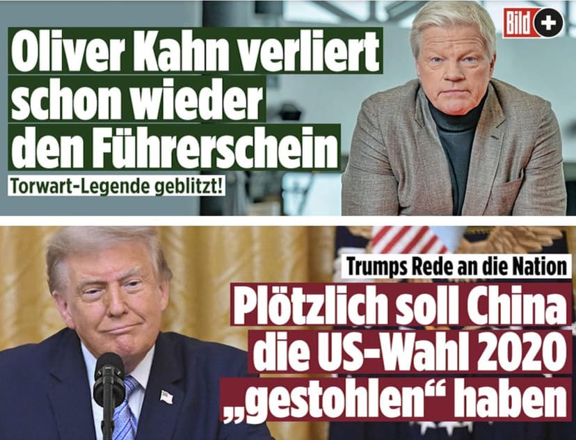 BILD-Schlagzeilen zu Oliver Kahn und Donald Trump
